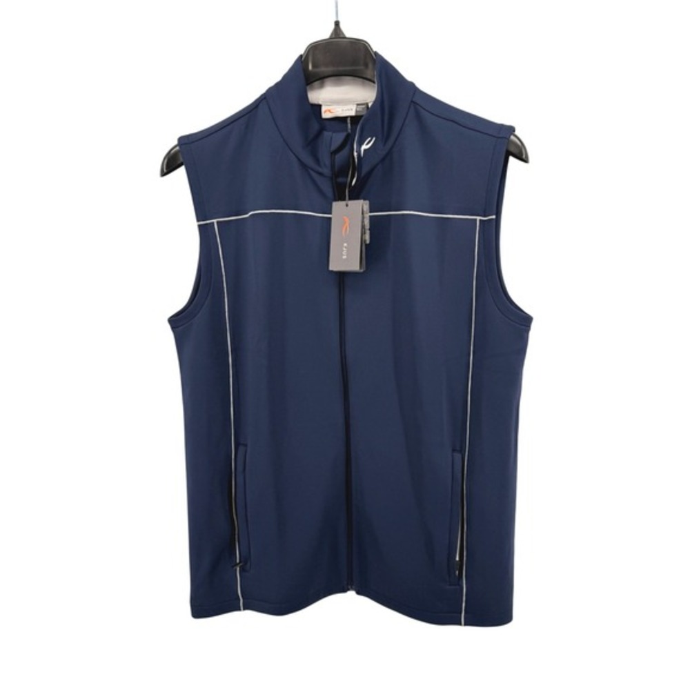 NEW KJUS Damian Vest Mens 52/L Vest Navy Blue Full‎ Zip UPF50+ Lightweight Golf